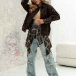 Spodnie jeansowe z przetarciami bojówki Hamerr niebieskie