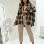 Koszula cienka w kratę Bogarni brązowa