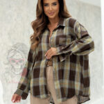 Koszula cienka w kratę Bogarni brązowa