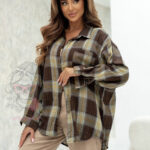 Koszula cienka w kratę Bogarni brązowa