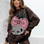 Bluza oversize HelloKitty brązowa