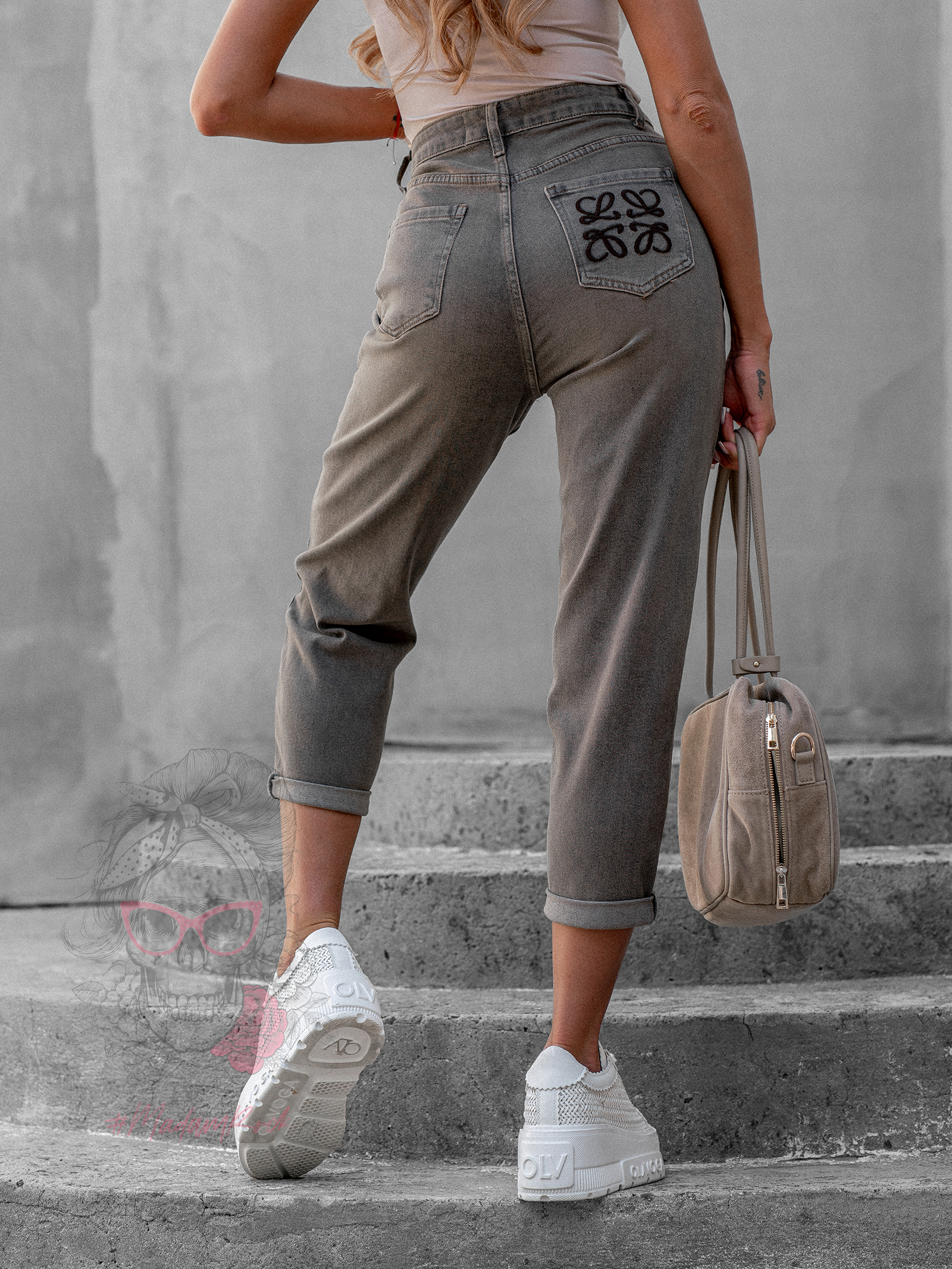 Spodnie jeansowe Loew khaki