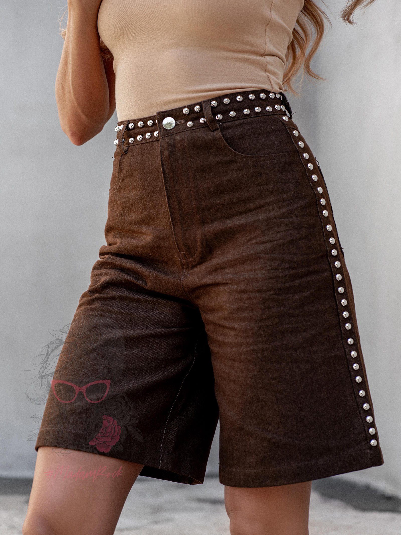 Spodenki bermudy z napami Asho brązowe