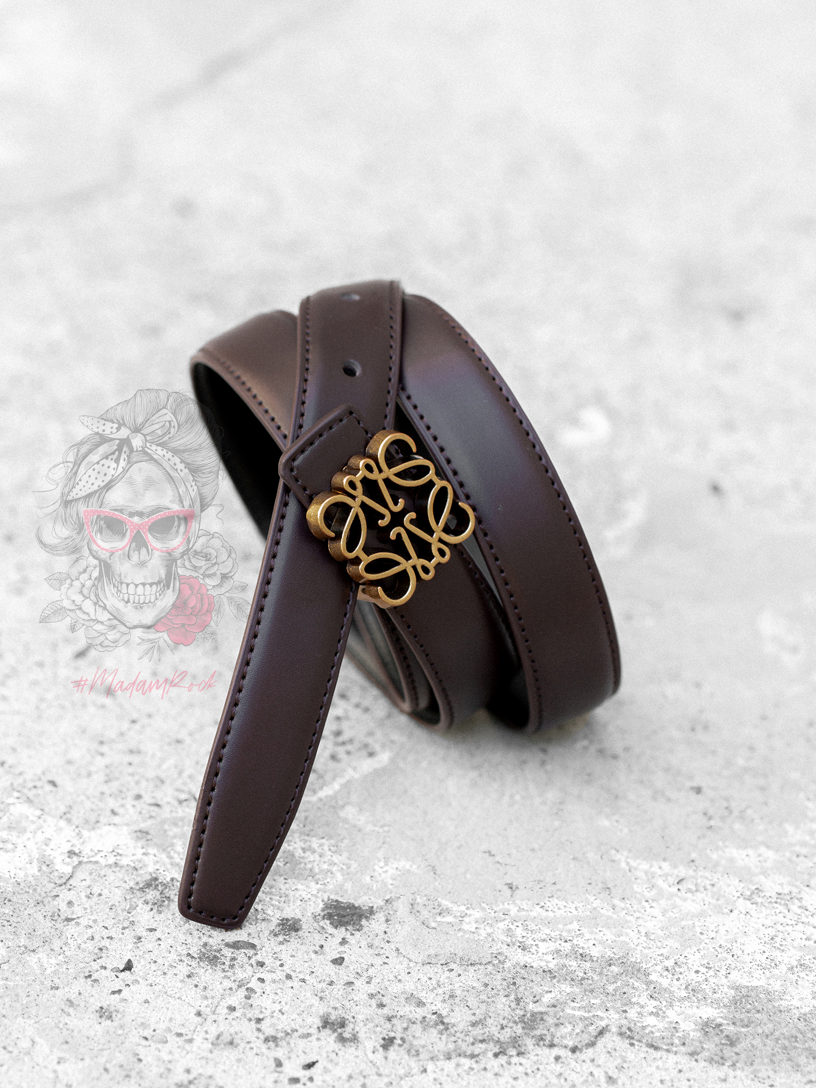 Pasek elegancki Eweo czekoladowy