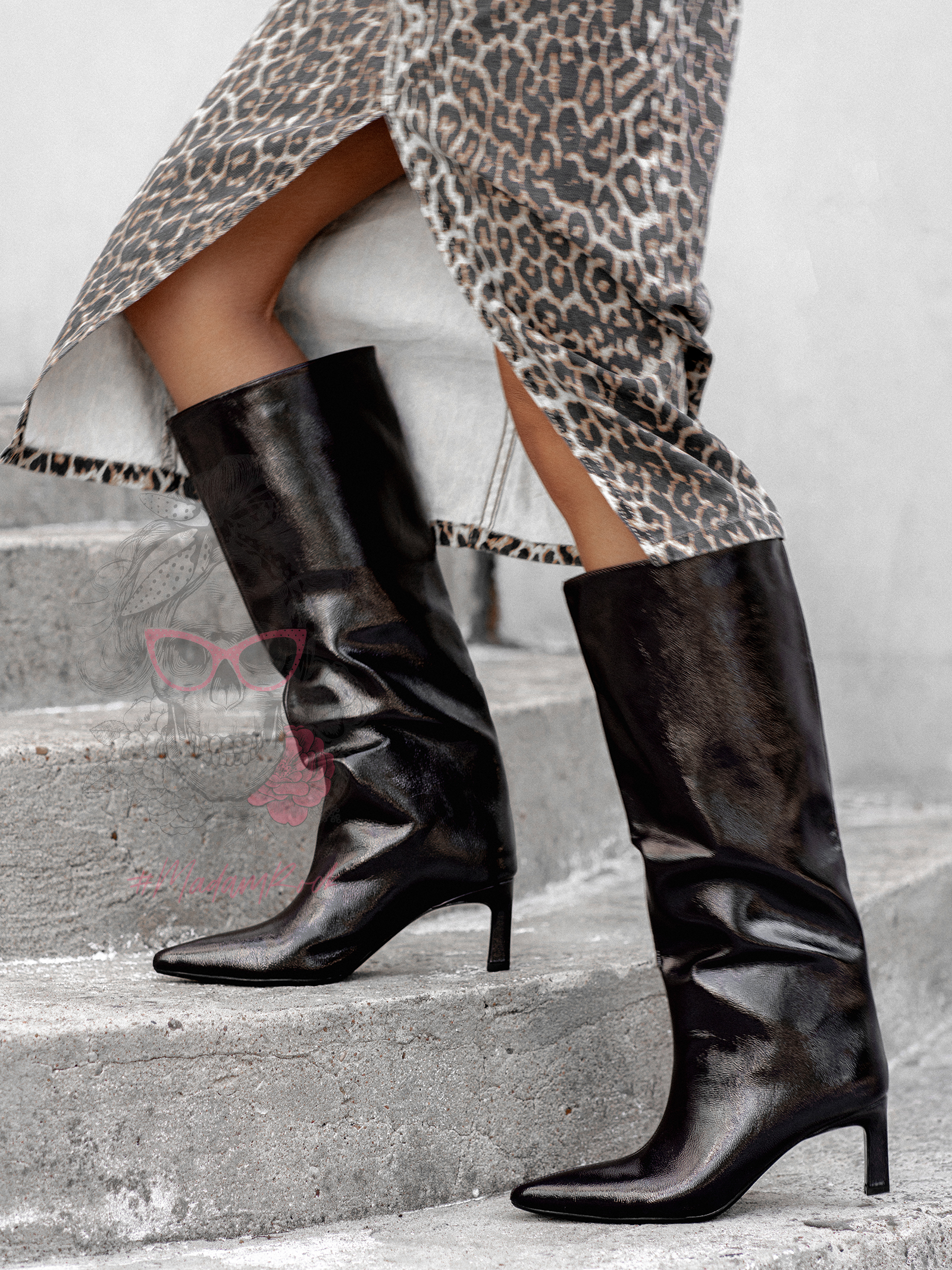 Kozaki lakierowane Swert II brązowe wino