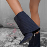 Botki na szpilce Domena granatowe