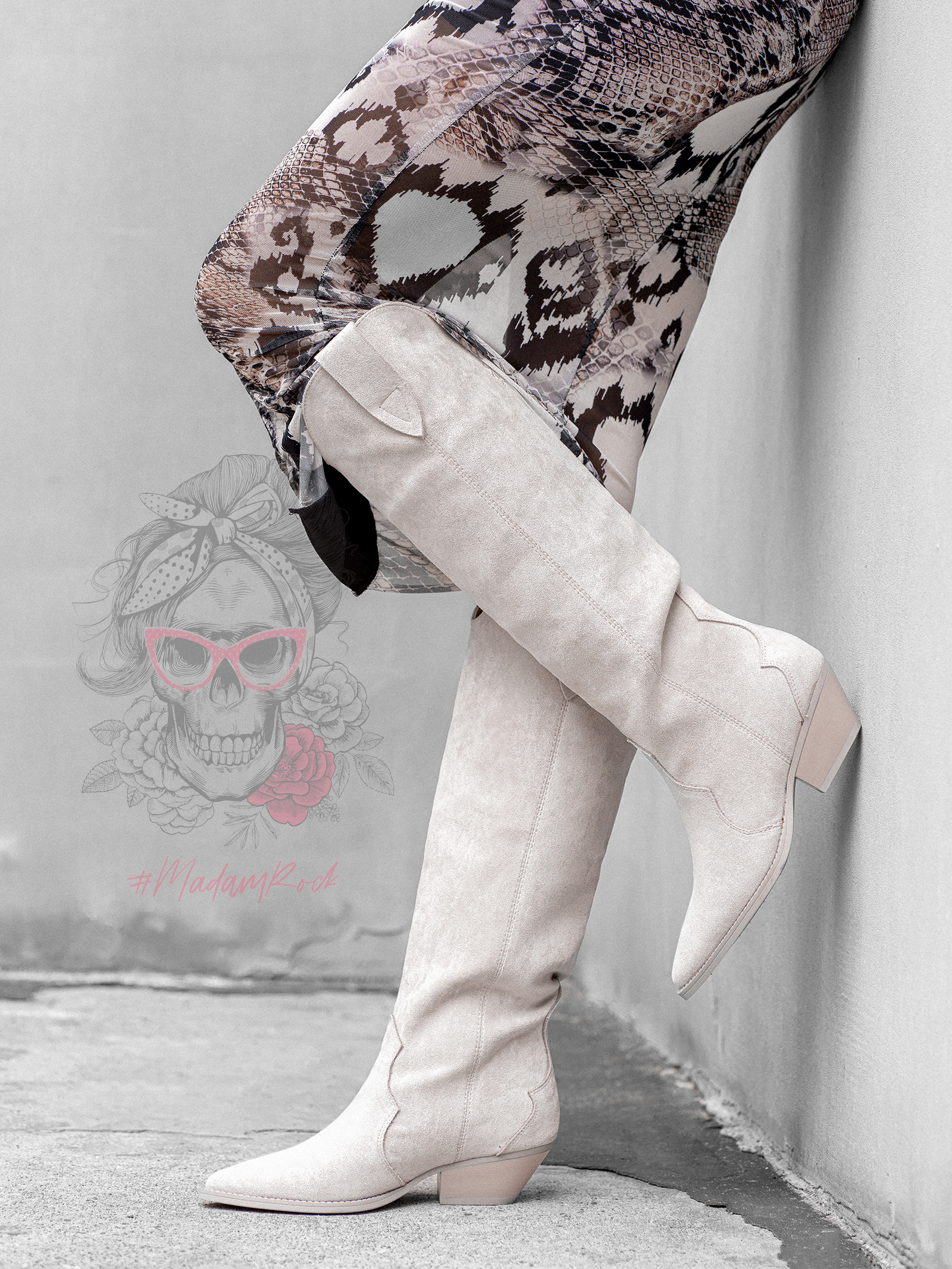 Kozaki kowbojki zamszowe OLAVOGA POINT beżowe