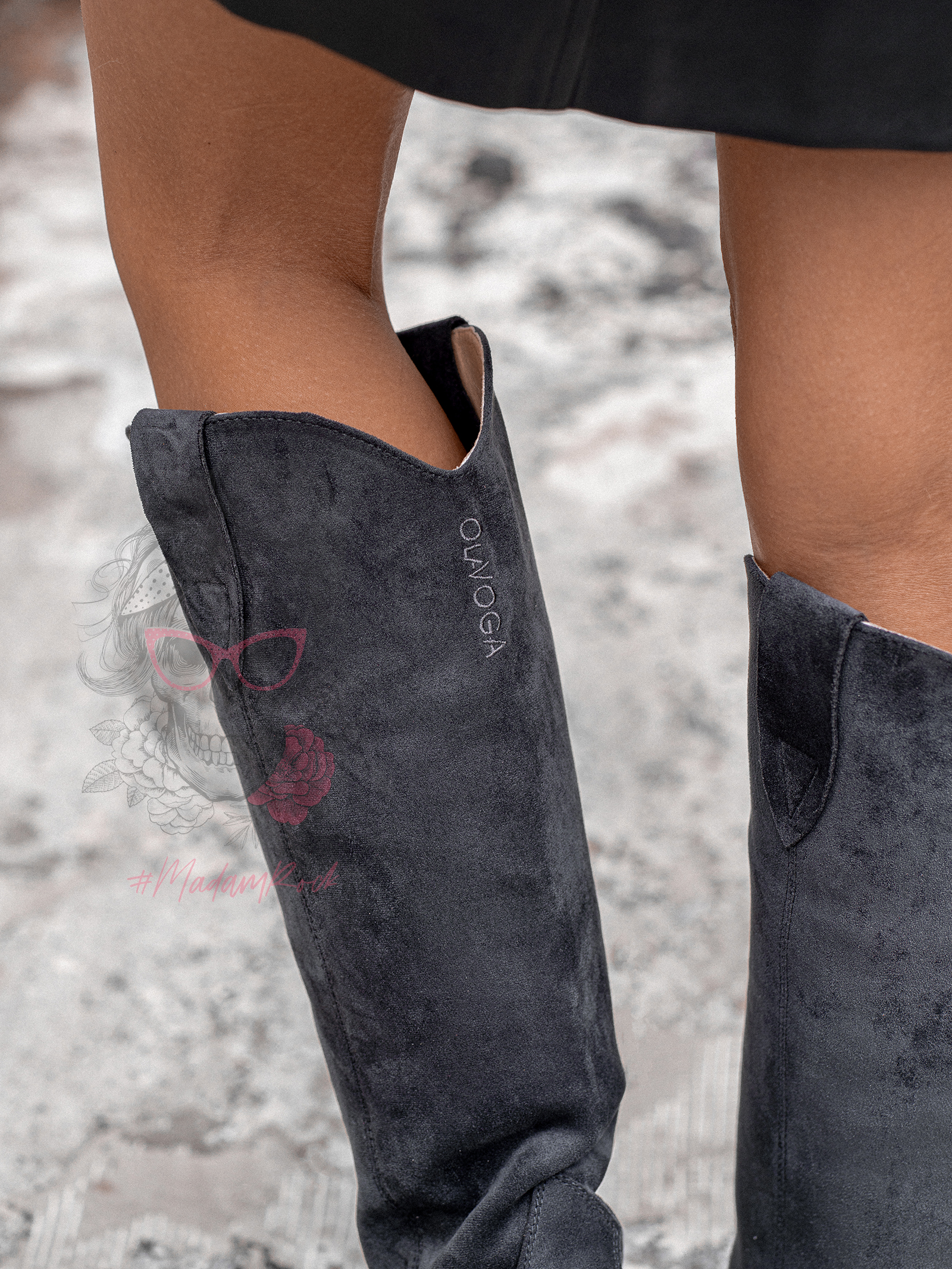 Kozaki kowbojki zamszowe OLAVOGA POINT grafitowe Kozaki kowbojki zamszowe OLAVOGA POINT grafitowe