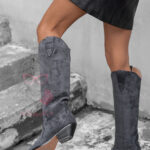 Kozaki kowbojki zamszowe OLAVOGA POINT grafitowe