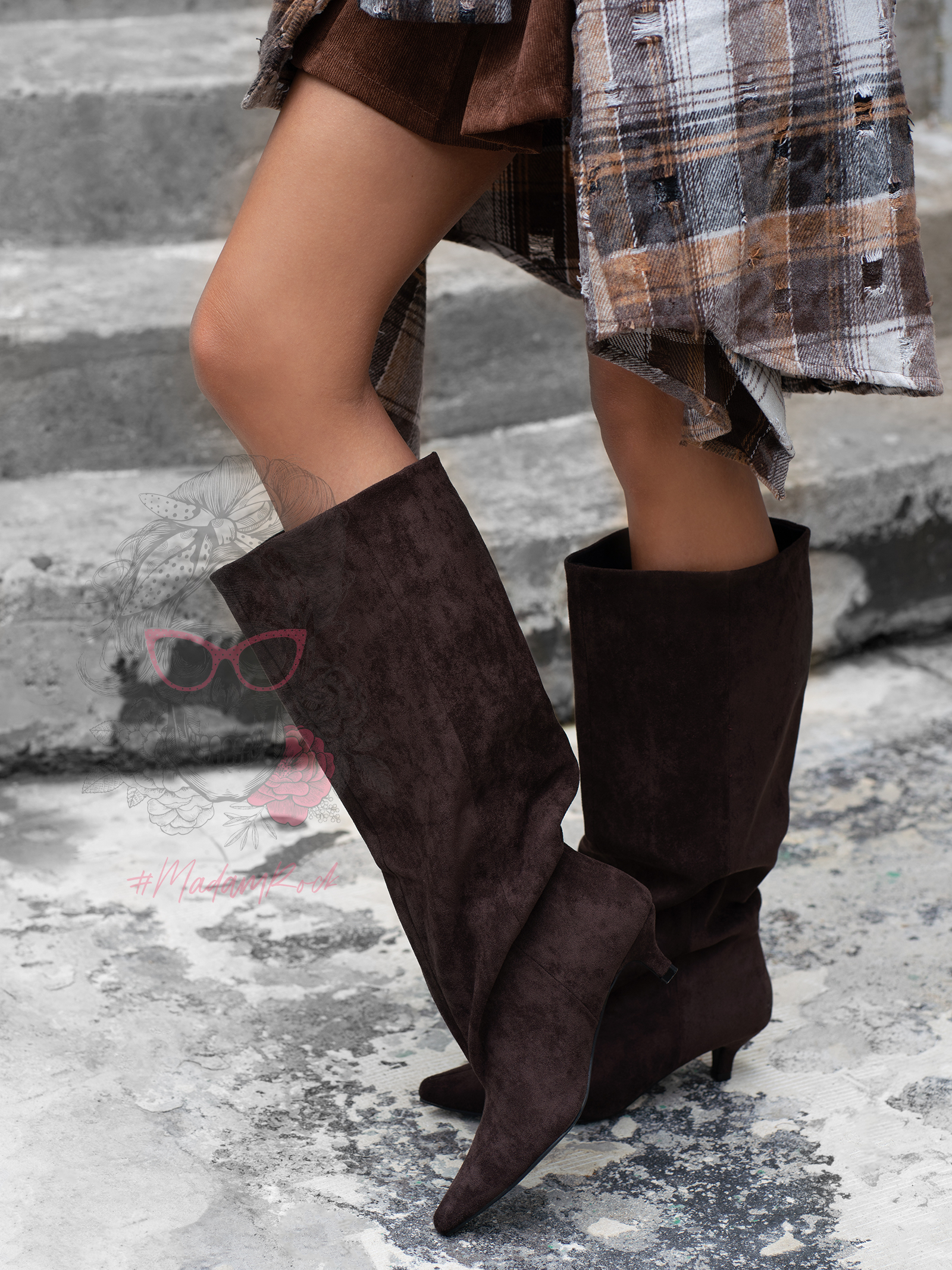 Kozaki z oversizową cholewką Madam Mekin czekoladowe