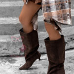 Kozaki z oversizową cholewką Madam Mekin czekoladowe