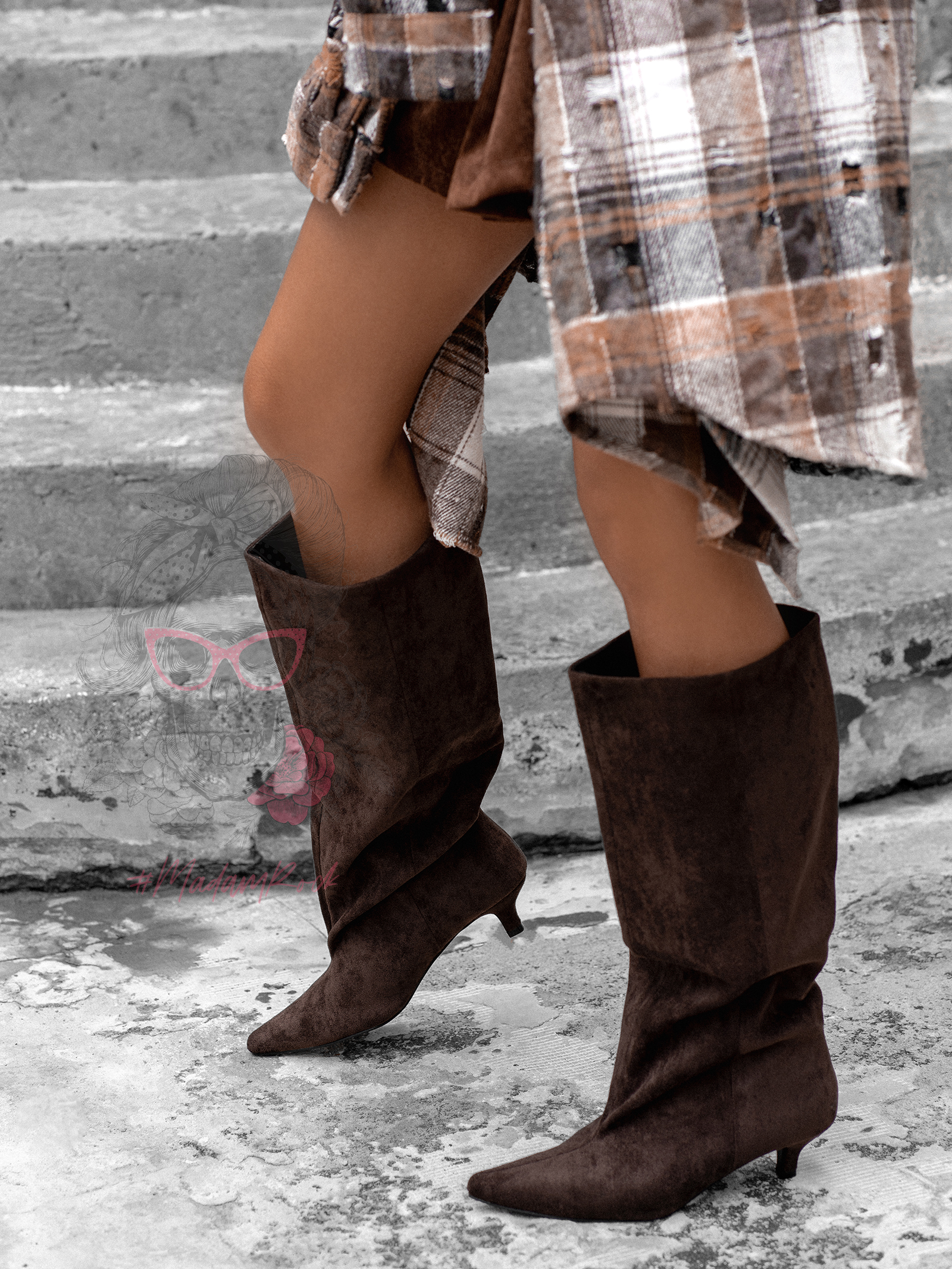 Kozaki z oversizową cholewką Madam Mekin czekoladowe