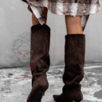 Kozaki z oversizową cholewką Madam Mekin czekoladowe