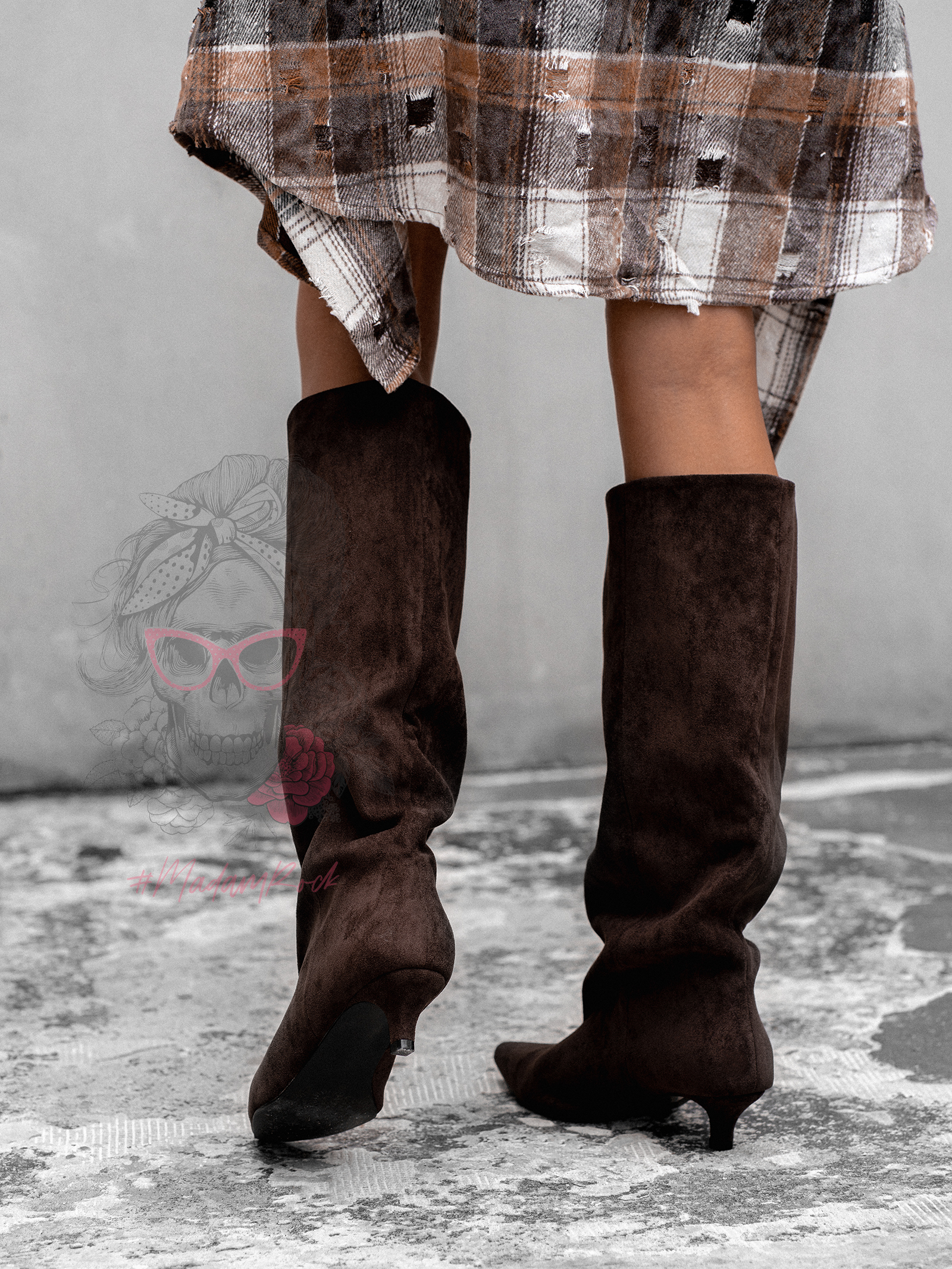 Kozaki z oversizową cholewką Madam Mekin czekoladowe