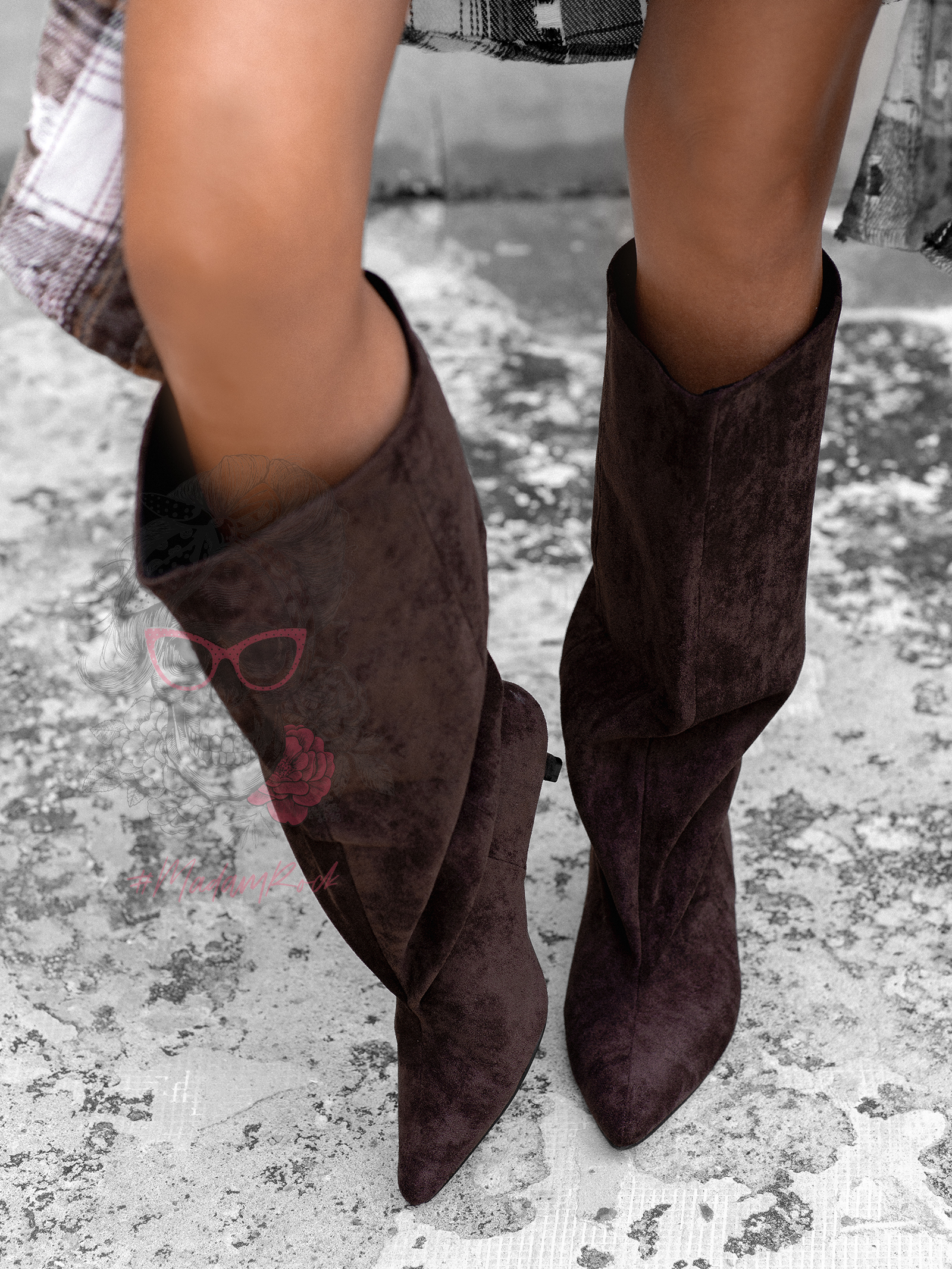 Kozaki z oversizową cholewką Madam Mekin czekoladowe