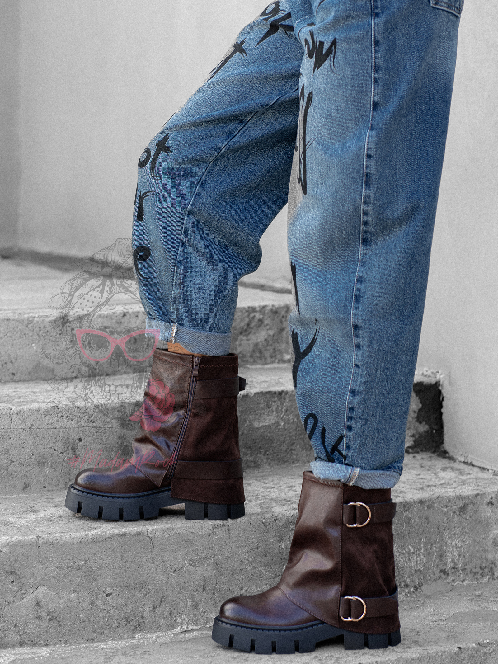 Workery z klamrami Rock Inugo brązowe Workery z klamrami Rock Inugo brązowe