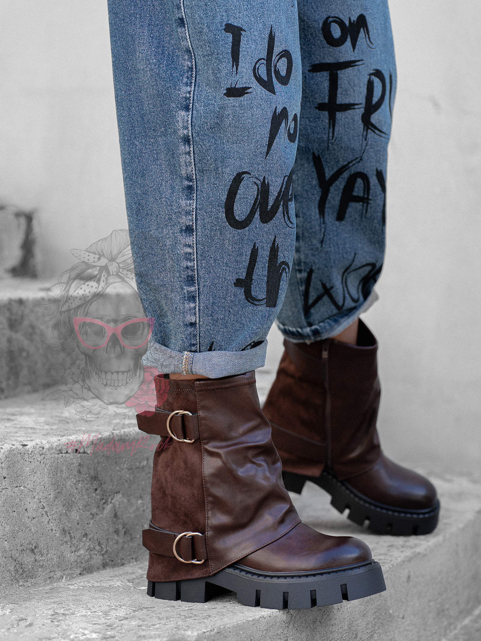 Workery z klamrami Rock Inugo brązowe Workery z klamrami Rock Inugo brązowe