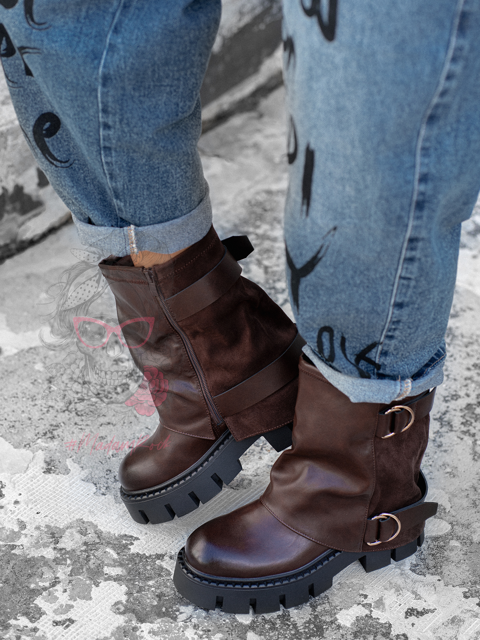 Workery z klamrami Rock Inugo brązowe Workery z klamrami Rock Inugo brązowe