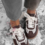 Buty sportowe z koronką Madam Mailend brązowe