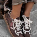 Buty sportowe z koronką Madam Mailend brązowe