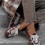 Buty sportowe z koronką Madam Mailend brązowe