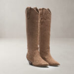 Kozaki kowbojki zamszowe OLAVOGA POINT jasny brąz