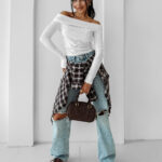 Bluzka prążkowana OLAVOGA CREAMED FOG ecru