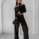 Bluzka prążkowana OLAVOGA CREAMED FOG czarna