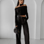 Bluzka prążkowana OLAVOGA CREAMED FOG czarna