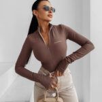 Body dopasowane OLAVOGA ESSENTIAL RIB czekoladowe