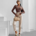 Body dopasowane OLAVOGA ESSENTIAL RIB czekoladowe