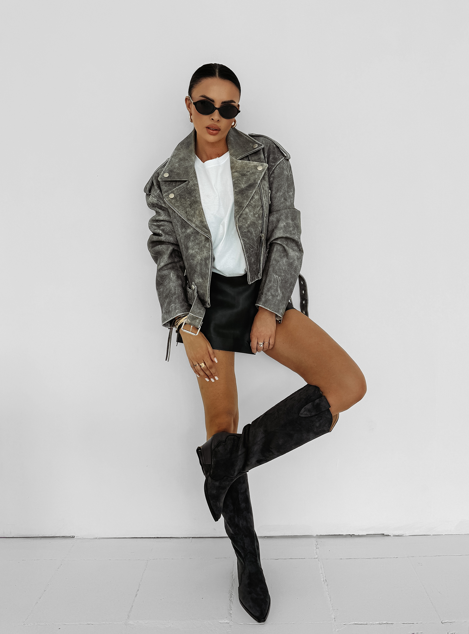 Kozaki kowbojki zamszowe OLAVOGA POINT grafitowe Kozaki kowbojki zamszowe OLAVOGA POINT grafitowe