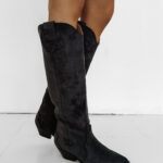 Kozaki kowbojki zamszowe OLAVOGA POINT grafitowe