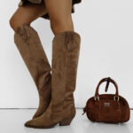 Kozaki kowbojki zamszowe OLAVOGA POINT jasny brąz