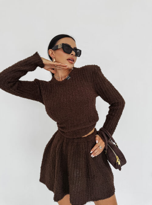 Komplet dzianinowy OLAVOGA MERSILIA brązowy