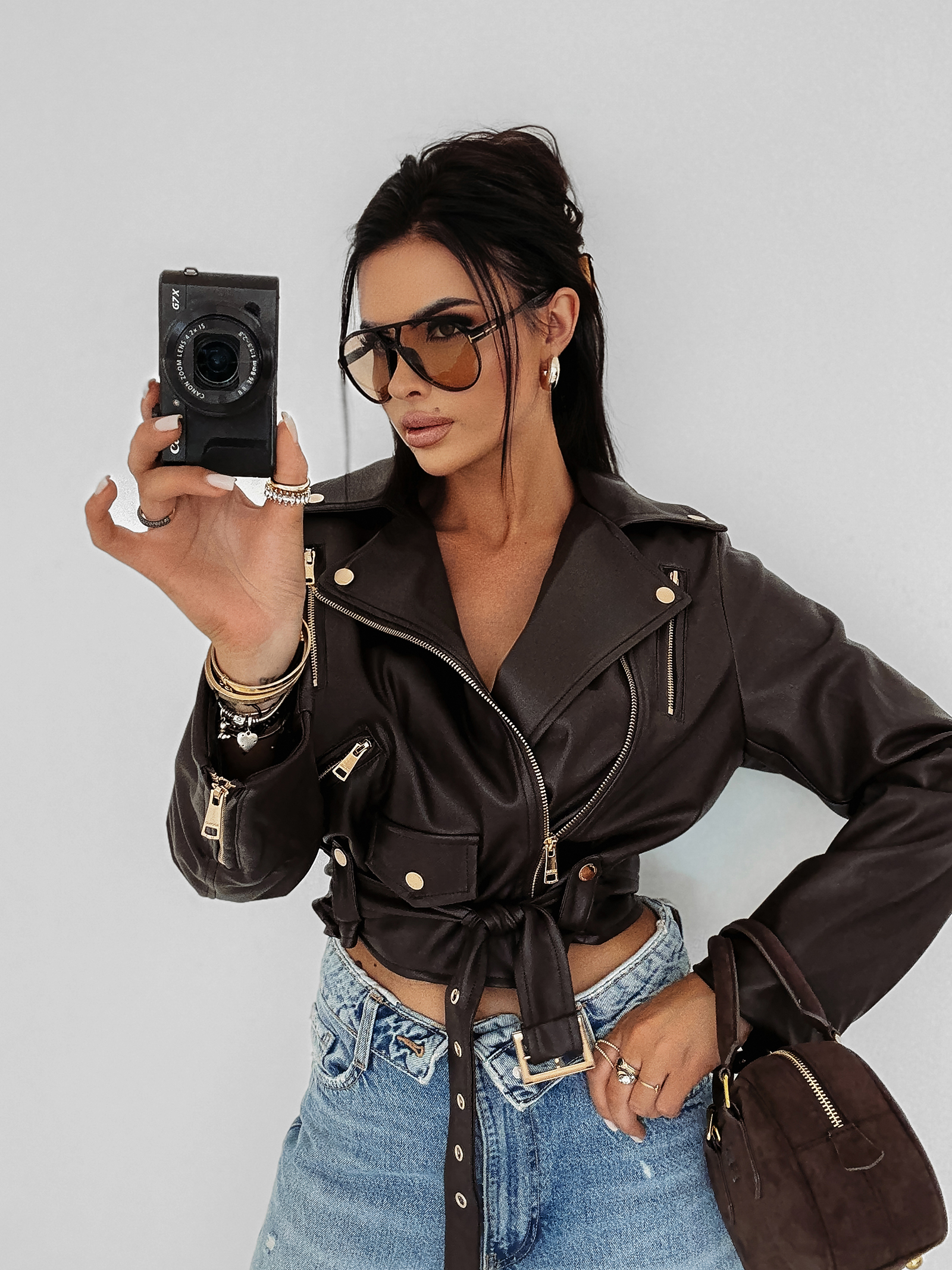 Kurtka ramoneska OLAVOGA CAMPANI czekoladowa