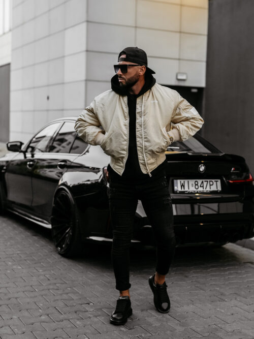 Kurtka męska OLAVOGA WOOLY bomberka przejściowa beżowa