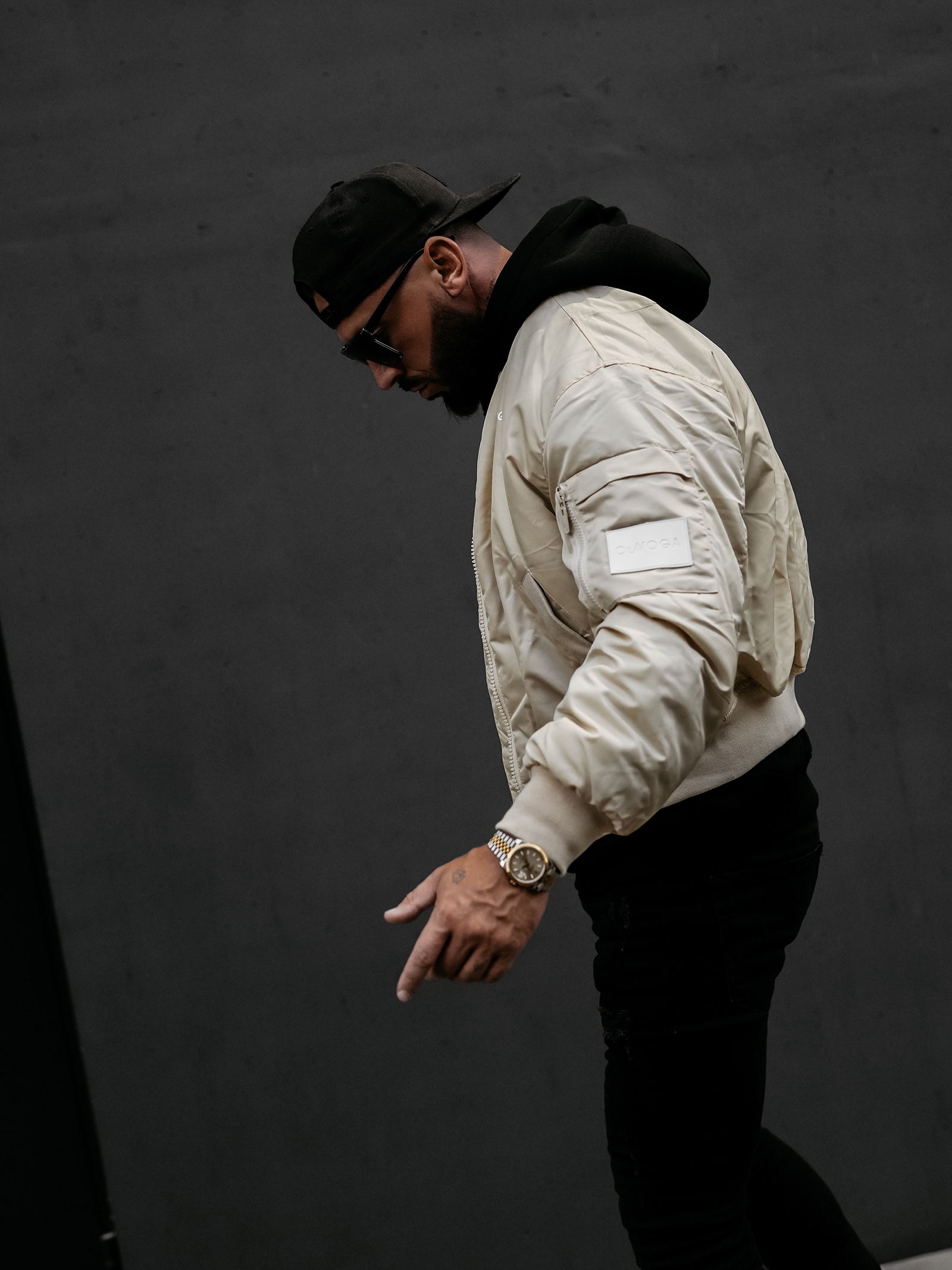 Kurtka męska OLAVOGA WOOLY bomberka przejściowa beżowa