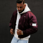 Kurtka męska OLAVOGA WOOLY bomberka przejściowa bordowa