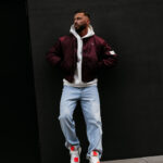 Kurtka męska OLAVOGA WOOLY bomberka przejściowa bordowa