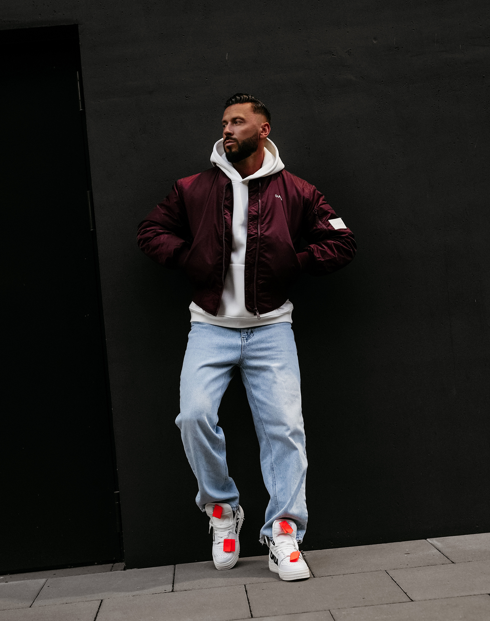 Kurtka męska OLAVOGA WOOLY bomberka przejściowa bordowa Kurtka męska OLAVOGA WOOLY bomberka przejściowa bordowa