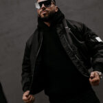 Kurtka męska OLAVOGA WOOLY bomberka przejściowa czarna