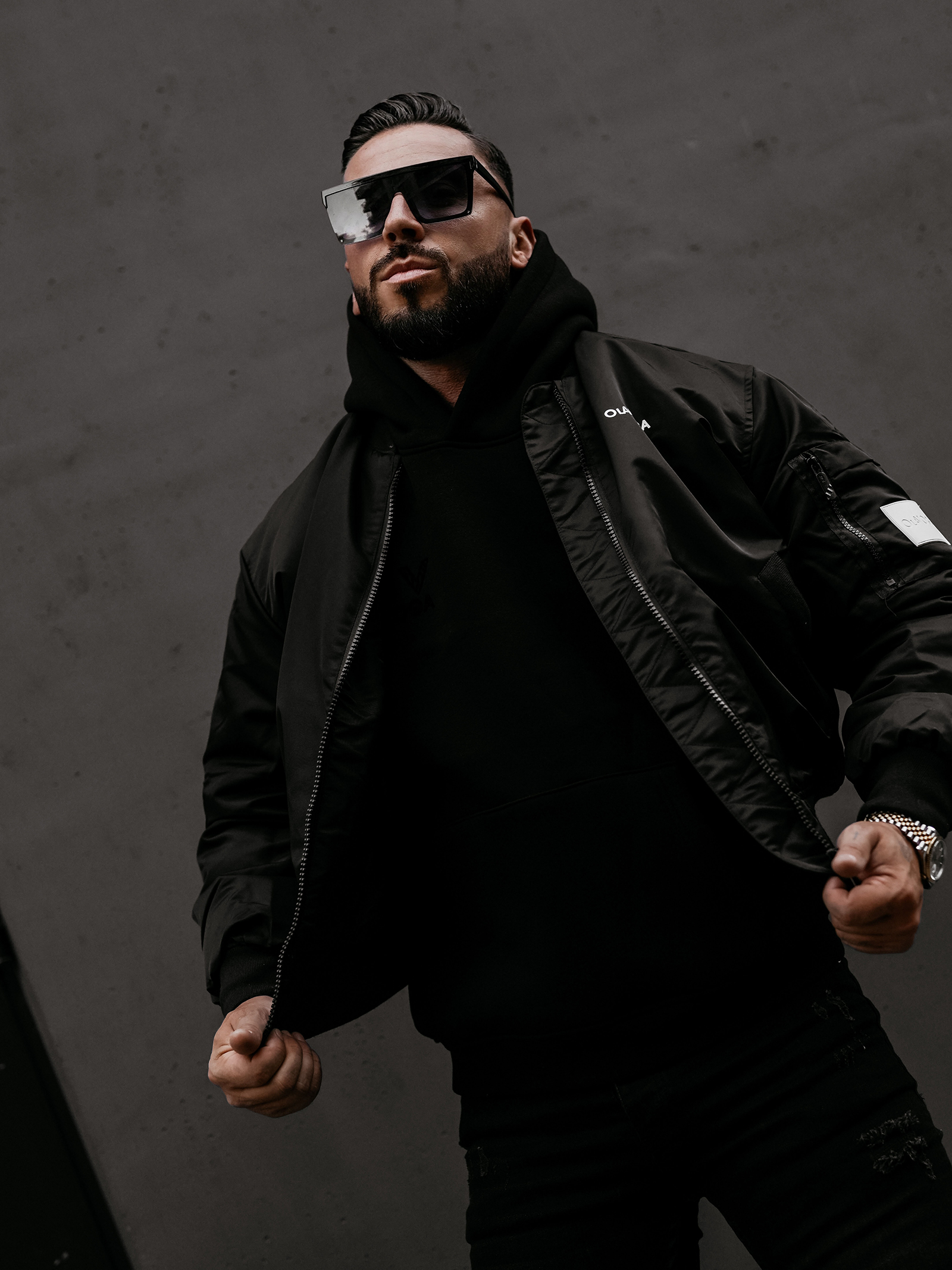 Kurtka męska OLAVOGA WOOLY bomberka przejściowa czarna