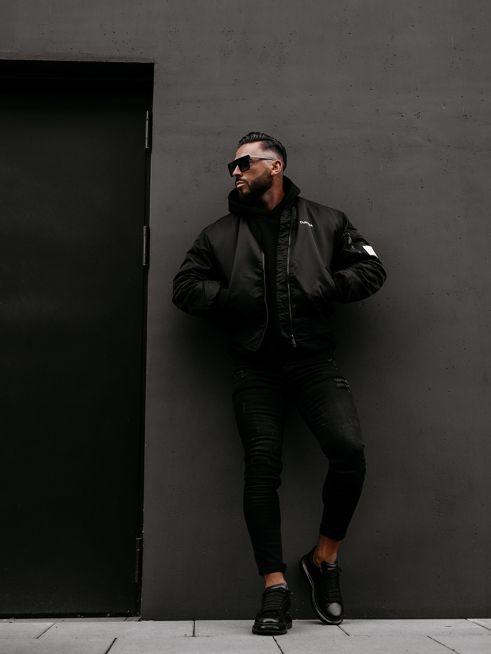 Kurtka męska OLAVOGA WOOLY bomberka przejściowa czarna