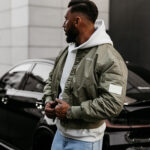 Kurtka męska OLAVOGA WOOLY bomberka przejściowa khaki