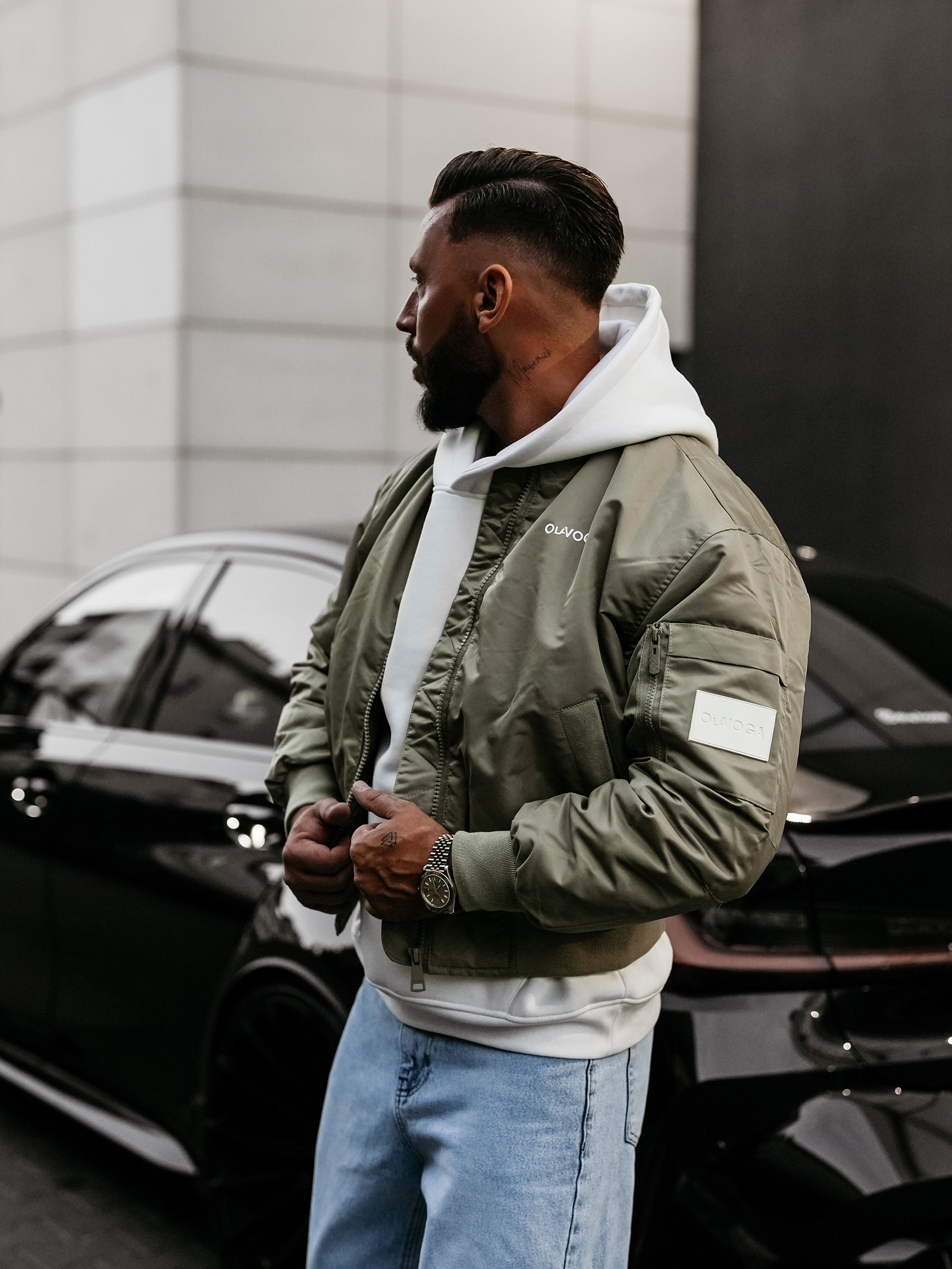 Kurtka męska OLAVOGA WOOLY bomberka przejściowa khaki