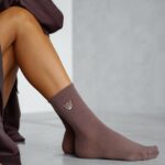 Skarpety damskie z misiem czekoladowe