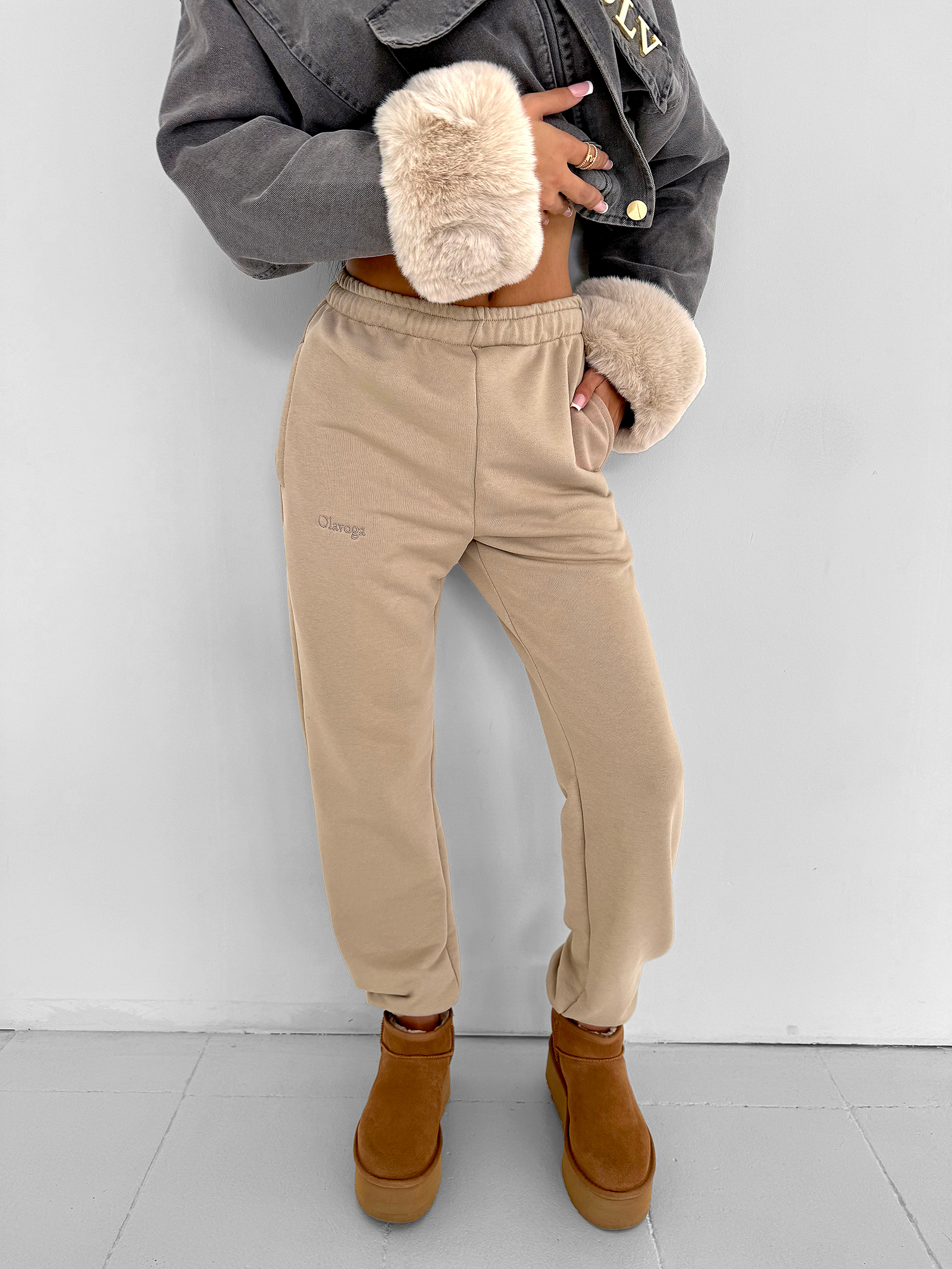 Spodnie damskie OLAVOGA DEWDROP beżowe Spodnie damskie OLAVOGA DEWDROP beżowe