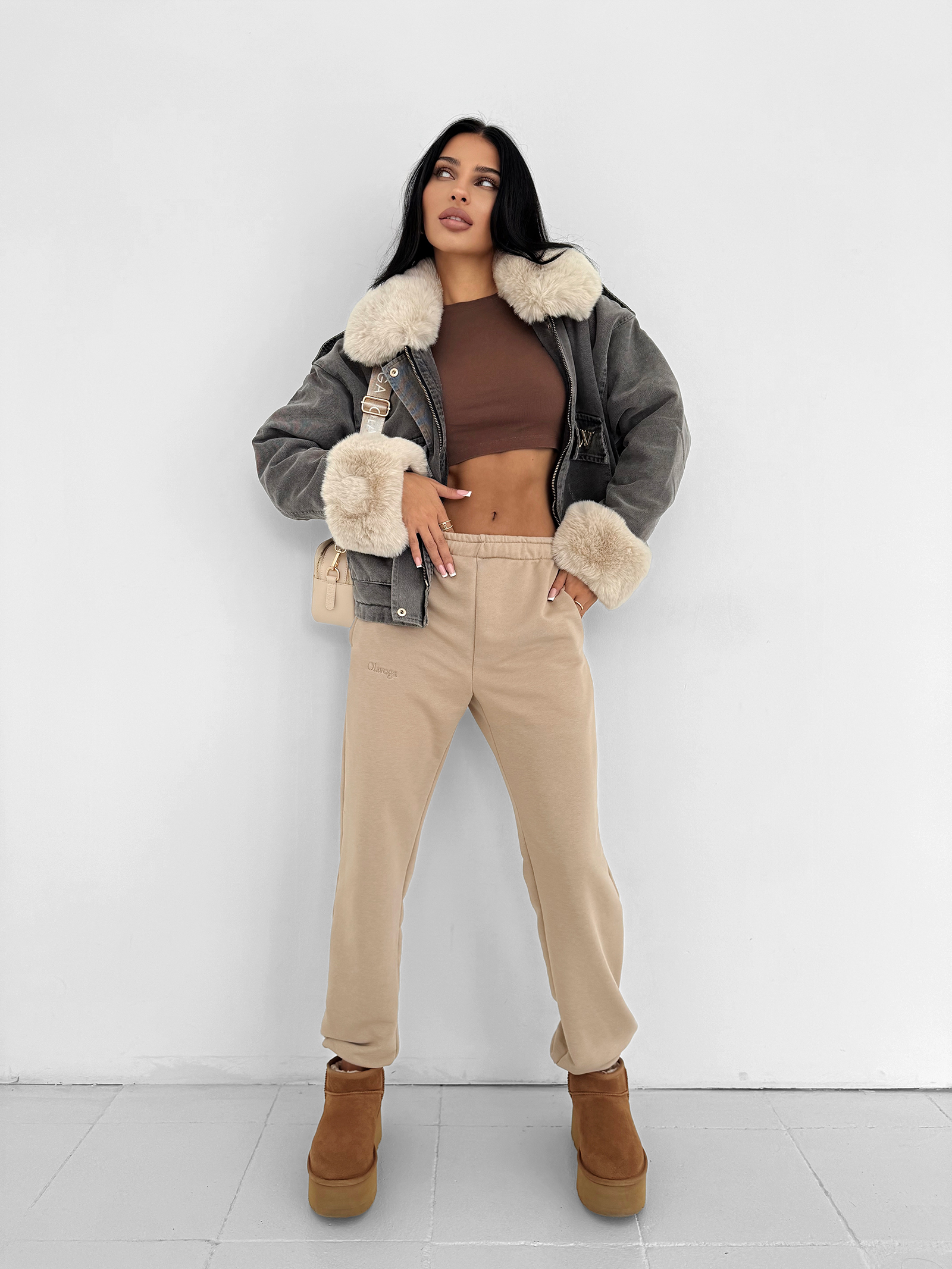 Spodnie damskie OLAVOGA DEWDROP beżowe