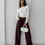 Spodnie eleganckie OLAVOGA NIGHTBREAK brązowe